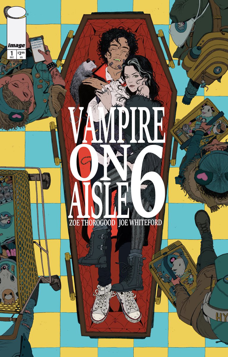 ImageComics's tweet photo. You've never seen a vampire story like this. Ten hours until sunset. One very bad first kill. Nowhere to run but the aisles of a mascot-themed superstore. VAMPIRE ON AISLE 6, the new miniseries from @zoethorogood and Joe Whiteford, is bloody and heartfelt. Mark your calendars, launching December 23!
https://t.co/xnCkWiBrd5
