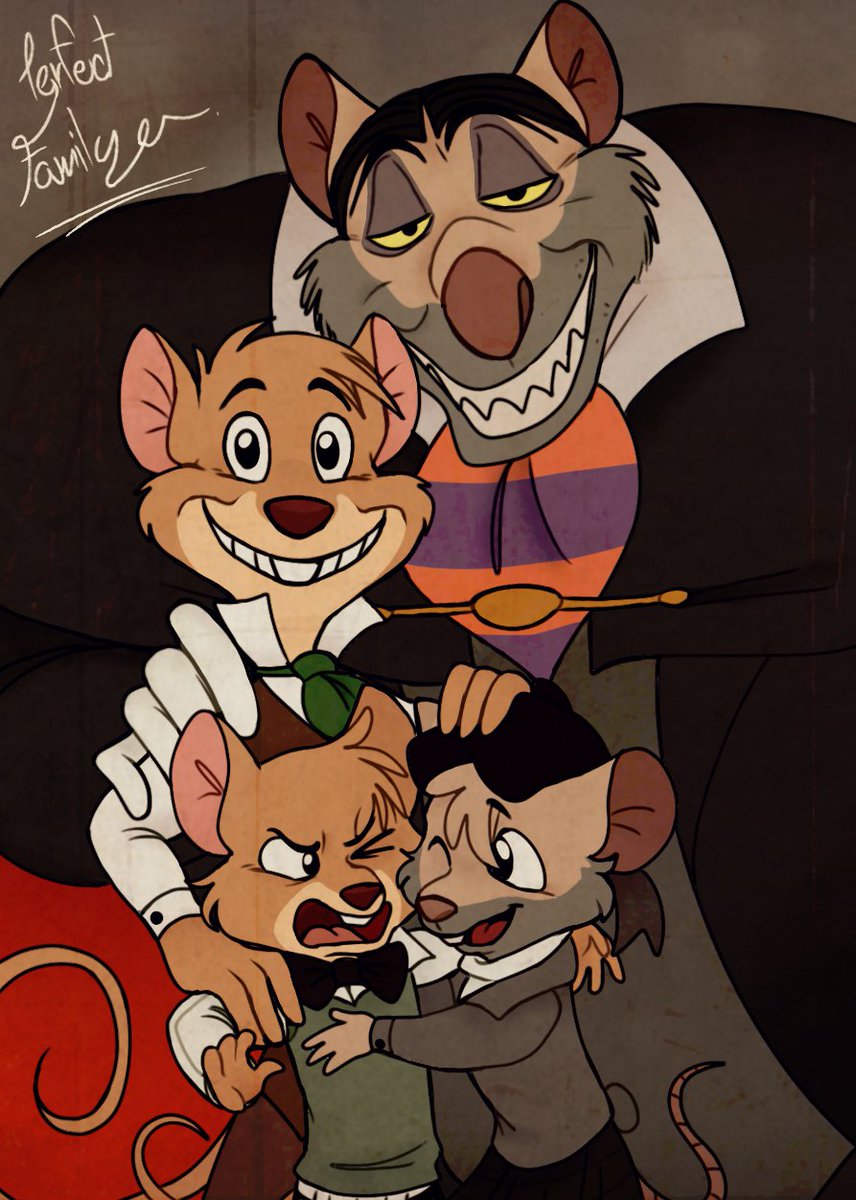 TRMODE11's tweet photo. The perfect family photo. 🐁🐀

#TGMD #TheGreatMouseDetective #Basigan #art #Ratigan #BasilofBakerStreet https://t.co/gsVw8rWFVf