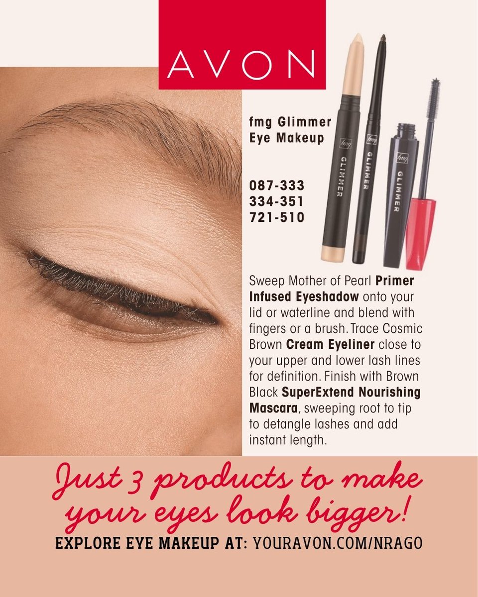 AvonLadyNJ's tweet photo. β¨ Busy mornings, flawless eyes in minutes. fmg Glimmer's eyeshade primes, liner glides on smooth, and lashes stay defined & conditionedβno touch-ups all day.
What's your go-to multitasking eye product? π«
https://t.co/ZkZY5vU0JR
#CleanBeauty #EyeMakeup #MultitaskingMakeup https://t.co/2lJpyRXsX2