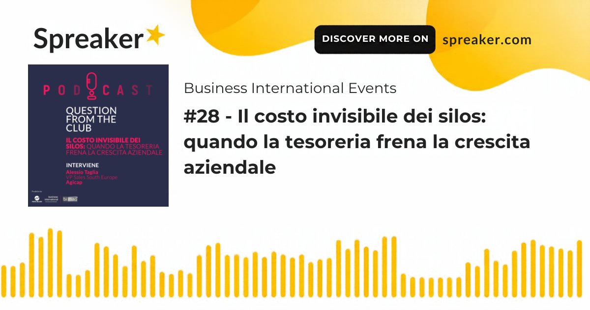 BIweb's tweet photo. 🎙️Il costo invisibile dei silos: quando la tesoreria frena la crescita.
A #QuestionFromTheClub, Alessio Taglia, VP Sales South Europe, Agicap, racconta perché integrare dati, processi e flussi finanziari sia una leva strategica per la competitività.
👉https://t.co/GI9ha1BqPC https://t.co/pm1xmn3MxZ