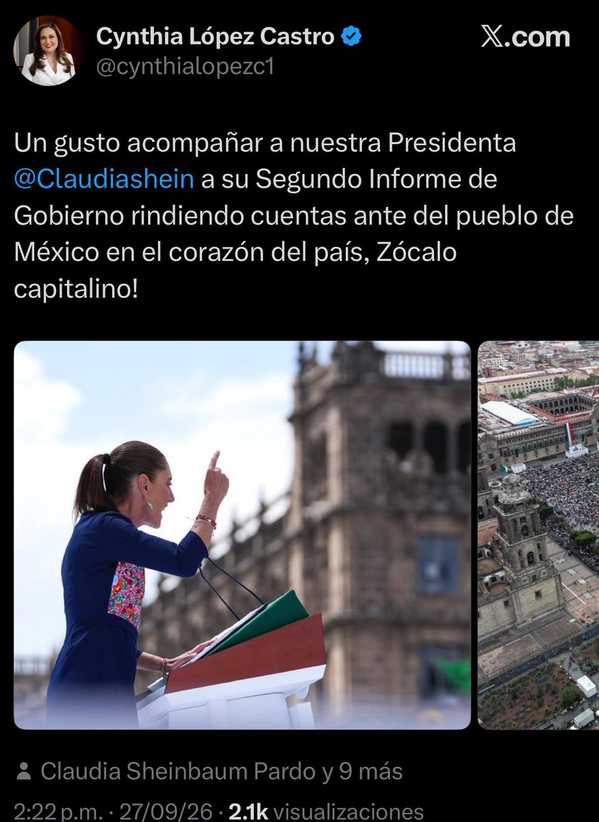 luis_gj's tweet photo. Hola, @cynthialopezc1 

Qué gusto verte tan contenta acompañando a la misma @Claudiashein a la que hace no mucho llamabas “narcocandidata”. 😂😂😂

Cómo cambian las cosas… y las convicciones cuando también se cambia de dueño. 😂 https://t.co/ksMfKi5FI2