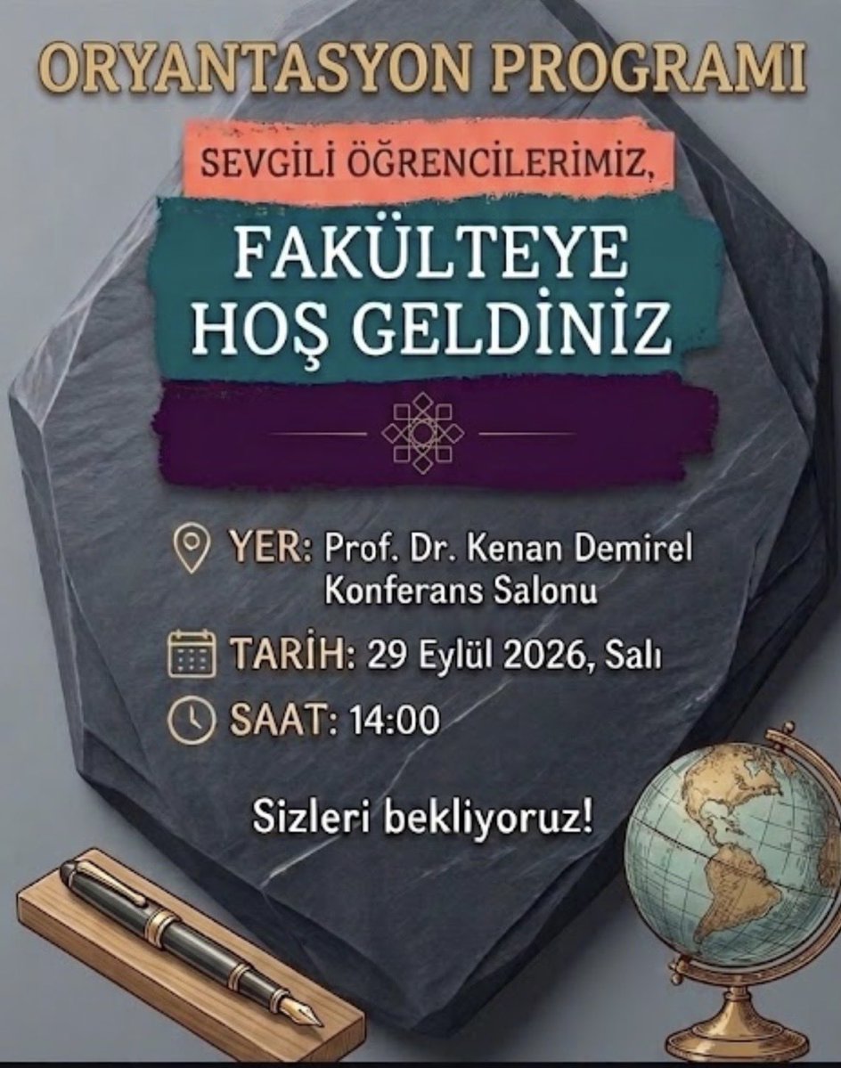 VanYYUiiBF's tweet photo. 🎓 Ailemize yeni katılan sevgili öğrencilerimiz, hoş geldiniz!

Akademik süreçler, fakülte yaşamı ve merak ettiğiniz her şey için Oryantasyon Programı'nda buluşuyoruz! 🚀

📍 Prof. Dr. Kenan Demirel Konferans Salonu
📅 29 Eylül 2026, Salı
⏰ 14:00

Sizleri bekliyoruz! ✨ https://t.co/d9hUcYokLr