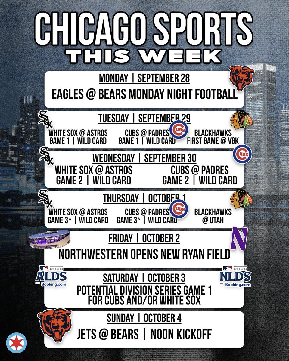 SixPointSports's tweet photo. This could be a BIG week for Chicago sports 🤞 https://t.co/nCGbphxyyo