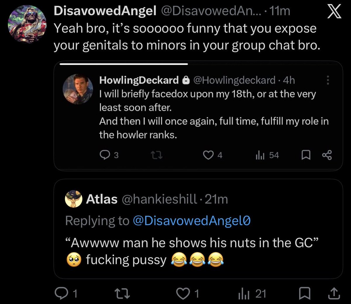 DisavowedAngel0's tweet photo. @BizarroCaptain @howlingserf We don’t yearn for shit, the group is rotten https://t.co/JQlIcBqQ6I
