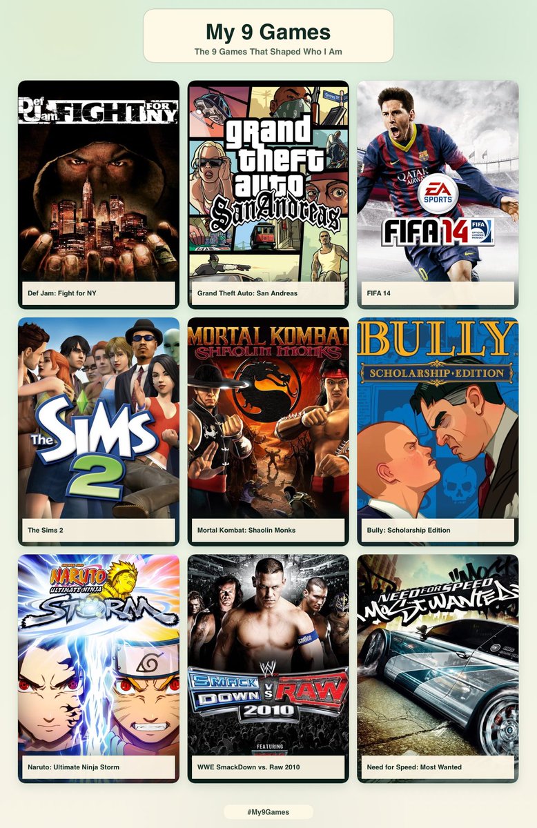 heisjonasuki's tweet photo. Me and 9 games that shaped who I am https://t.co/BNjEXA93zF