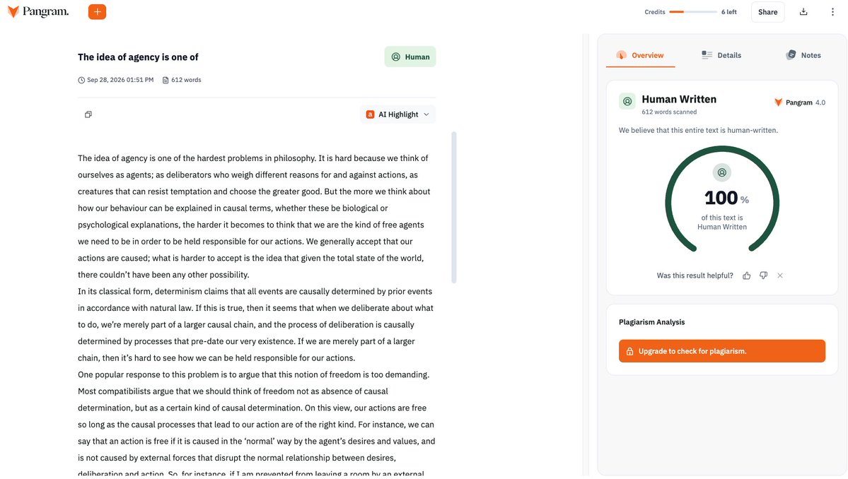 agapekeleta's tweet photo. Introducing Emulate-1

A new undetectable AI model trained on how humans naturally write, removing AI slop and producing more authentic, human-sounding text.

I ran Emulate's outputs through Pangram, one of the stricter AI detectors. They came back as human nearly every time https://t.co/GICDIRAYwz