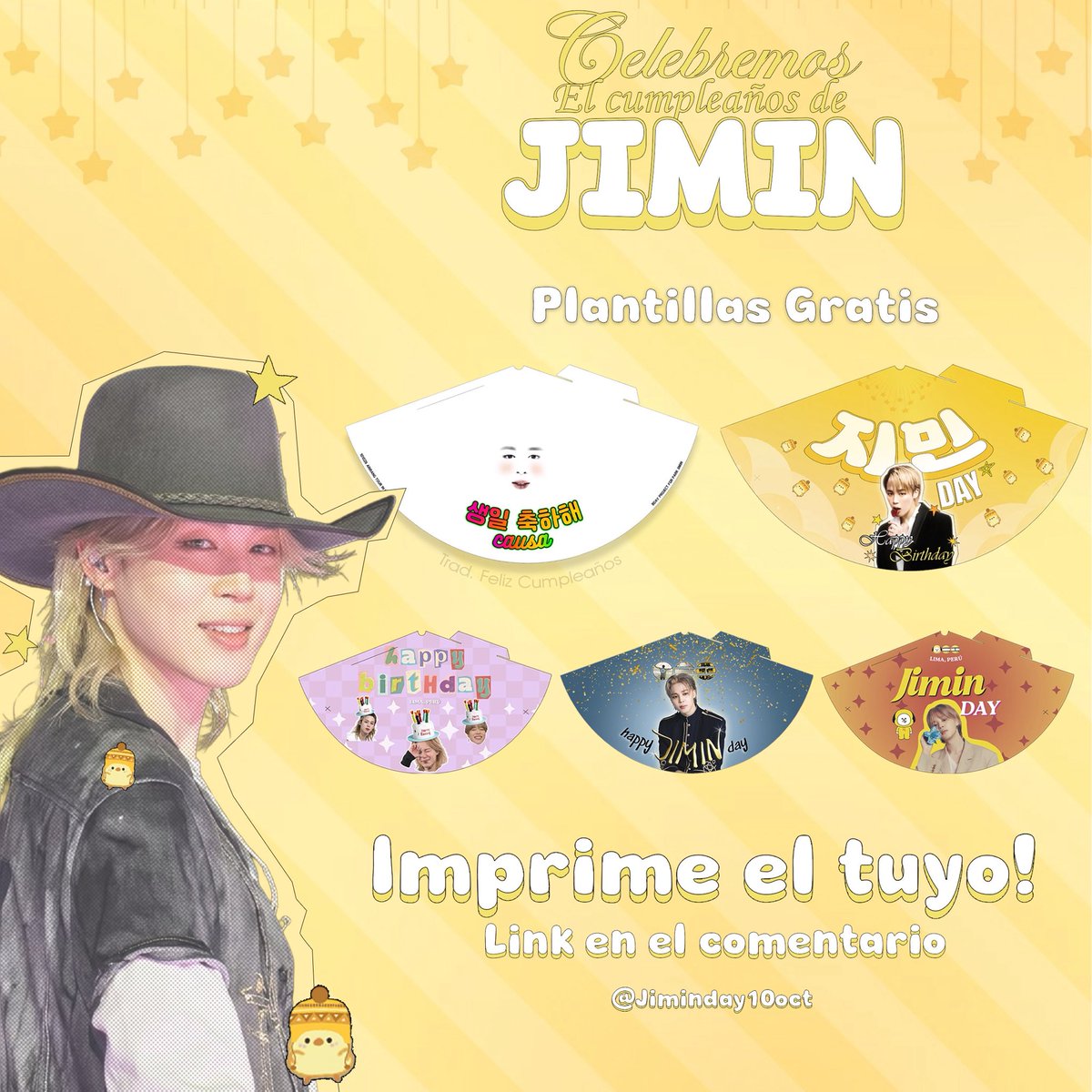 Jiminday10oct's tweet photo. Atención peruchas 🗣️

Para que nadie se quede sin su gorrito este 10 de octubre, liberamos las plantillas para que puedan imprimirlas y armarlas.

Aunque repartiremos los 7,000 gorritos planificados en la fila, queremos que todos tengan la oportunidad de celebrar con el suyo.🐥💛 https://t.co/3UaP3rrJaj