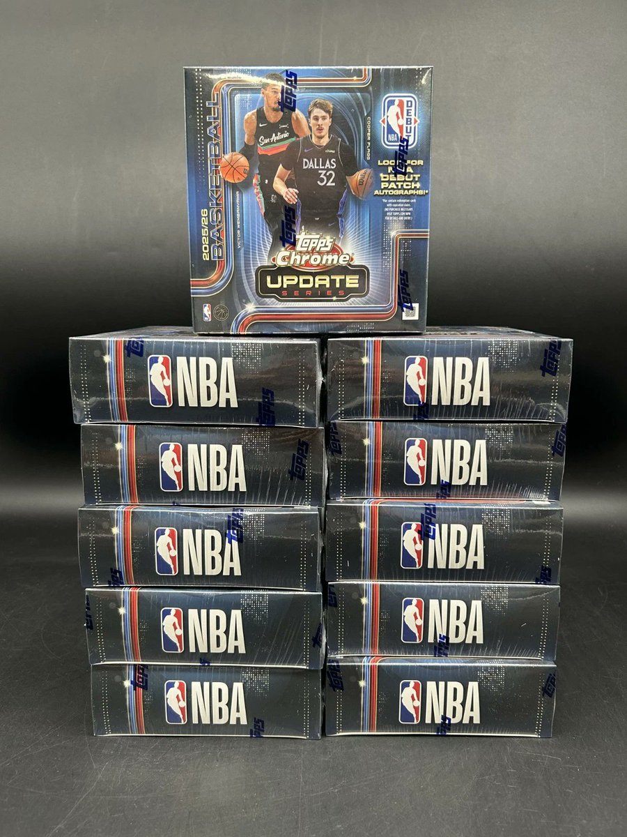 Neat_Rips's tweet photo. That’s a serious stack of boxes for chasing Update rookies, parallels, inserts and those tougher Chrome hits. LOT of (11) 2025-26 Topps Chrome Update Series Basketball Mega Boxes Sealed
🔗 https://t.co/zLsFmkGRe6
#ad #ToppsChrome #NBA https://t.co/g2YZrVjj95