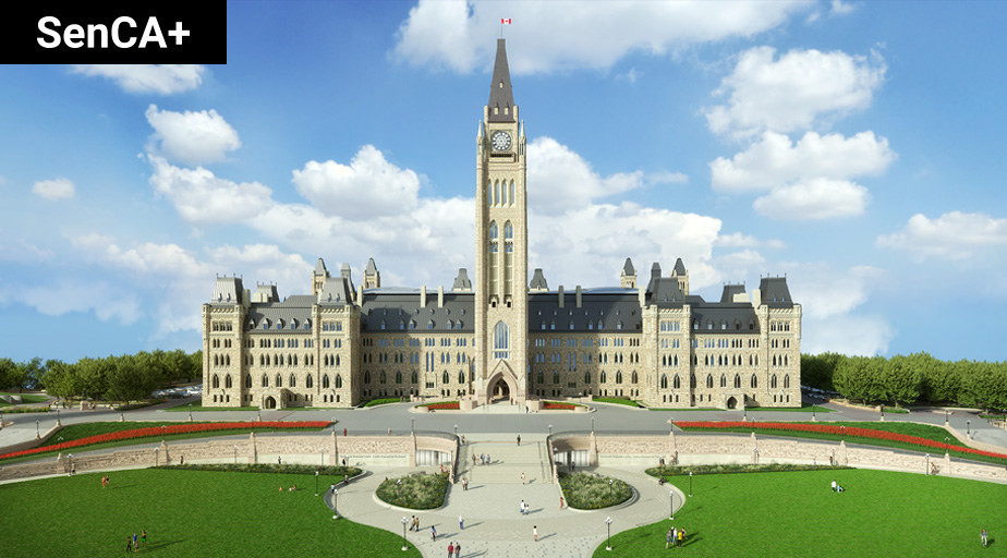 SenateCA's tweet photo. Curious about how Centre Block will look inside and out once its rehabilitation is complete? See preliminary designs of the Senate’s heritage spaces, the new Parliament Welcome Centre and Parliament Hill’s landscape: https://t.co/Cl8B5twHYW 

📸 Photo credit: Rendering provided by CENTRUS

#SenCA #FrontAndCentre