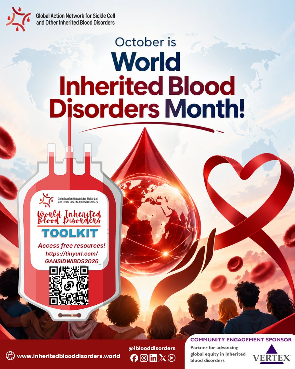 IBloodDisorders's tweet photo. October is World Inherited Blood Disorders Month!

Raise awareness, amplify community voices, and take action with GANSID’s WIBD Toolkit, featuring campaign resources, advocacy guides, and key messages!

Explore: https://t.co/jIMEp7Nl8b

#WorldInheritedBloodDisordersMonth #GANSID https://t.co/yxe31c18lx