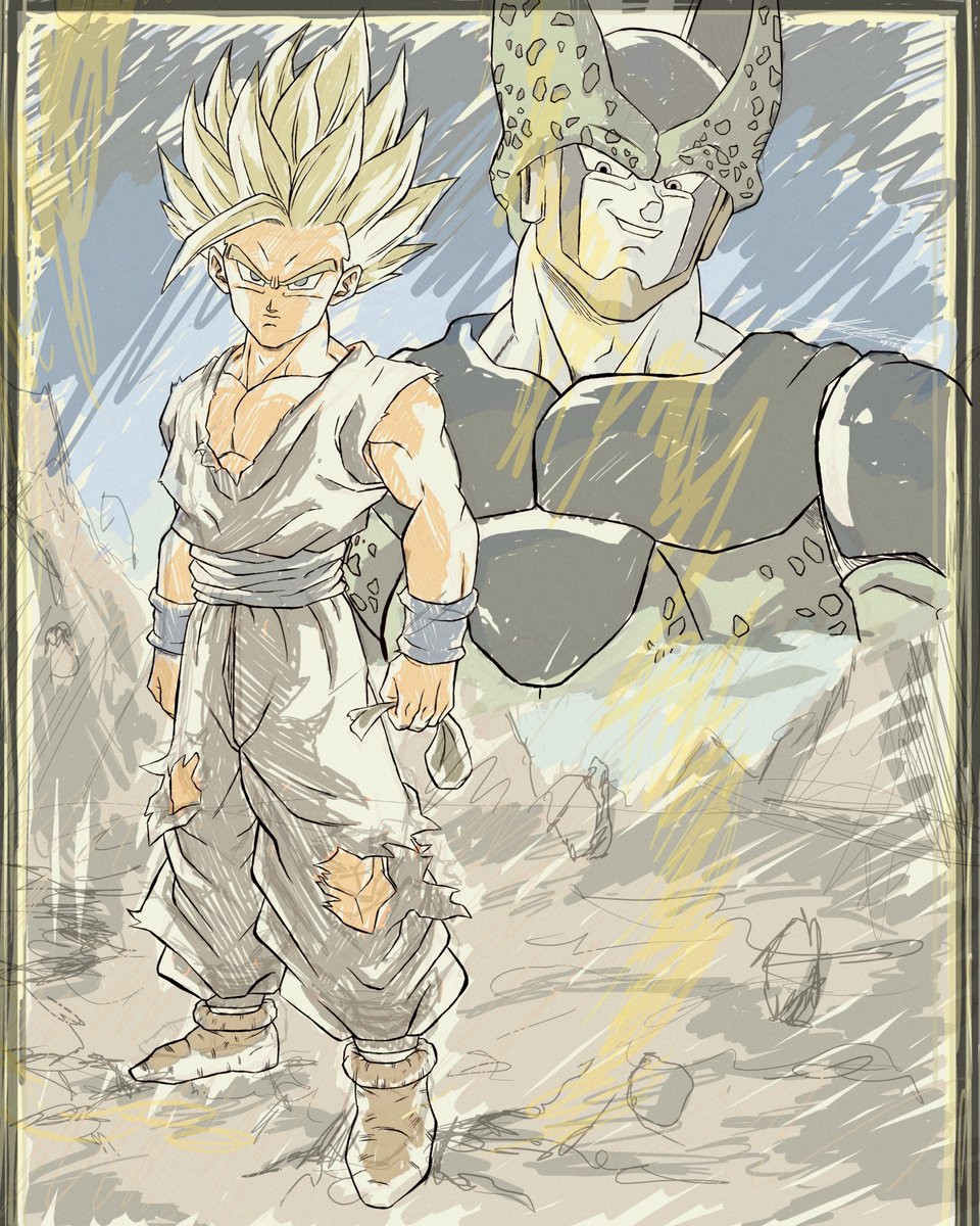 Marck_Zat_'s tweet photo. Gohan vs Cell - DBZ 

 Here is the process for my upcoming drawing; this time, I’m using MediBang Paint for the entire piece. I hope you like it.

COMMISSION OPEN✔️📩 https://t.co/JsukutJS1h