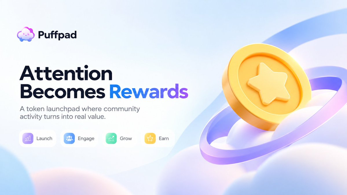 TryPuffPad's tweet photo. Puffpad is built around a simple idea: attention should have measurable value.

Creators can launch tokens while community activity becomes part of the growth cycle. Puffpad tracks meaningful signals such as visits, referrals, engagement, and trading participation to build an Attention Score for contributors.

As campaigns grow, eligible activity contributes toward the reward pool, with contributors receiving rewards based on the impact they create. The platform brings launching, engaging, growing, and earning into one simple experience.

We’re continuing to refine the campaign system, scoring model, live activity, and reward experience as Puffpad takes shape.