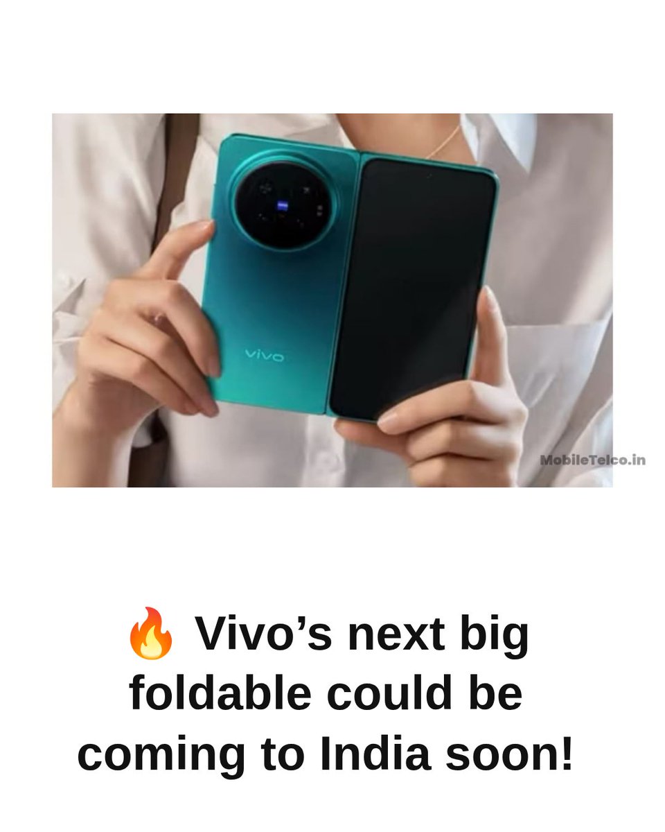 MobileTelco24's tweet photo. Vivo X Fold 6 India launch tipped for October 6 with 120Hz display and 7,000mAh battery #TechNews #IndiaTech #MobileTelco #Vivo #VivoXFold6 #FoldablePhone https://t.co/zNCXoSDUjo