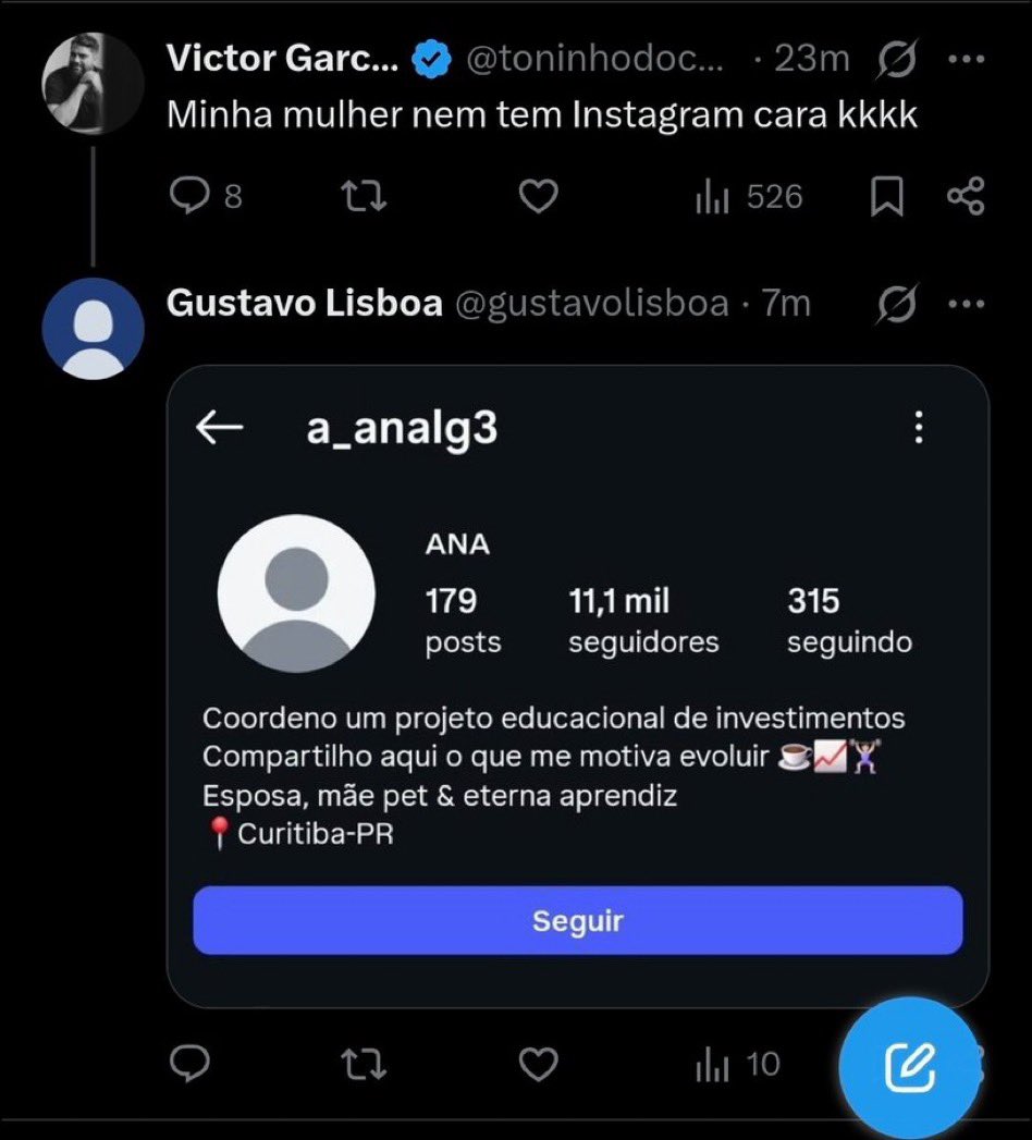 AQUELECARA's tweet photo. Esse cara jogou fora toda a credibilidade que já não tinha tentando esconder a galhada e ainda fez a muié trocar a arroba do Instagram no processo.
Kkkkkkkk https://t.co/l3OgXJYvB5