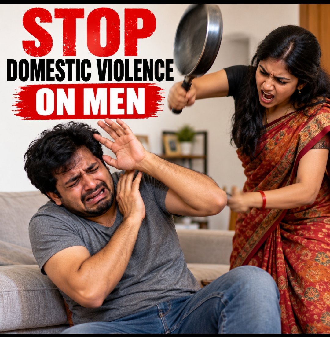TrumpSaveBharat's tweet photo. 🚨 STOP DOMESTIC VIOLENCE AGAINST MEN

Domestic violence has no gender.

Men can also face:
• Physical abuse
• Emotional & psychological abuse
• Harassment & intimidation
• Financial abuse
• Threats and coercive control

Every victim deserves protection.
Every abuser must be accountable.

ABUSE HAS NO GENDER.
ACCOUNTABILITY MUST HAVE NO GENDER.