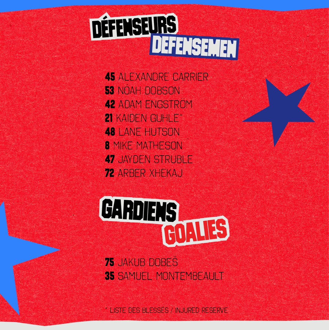CanadiensMTL's tweet photo. Voici la formation complète des Canadiens de Montréal pour le match d'ouverture de la saison 2026-2027!

Here is the Montreal Canadiens' opening night roster for the 2026-27 season!

#GoHabsGo https://t.co/7diLCt4T55