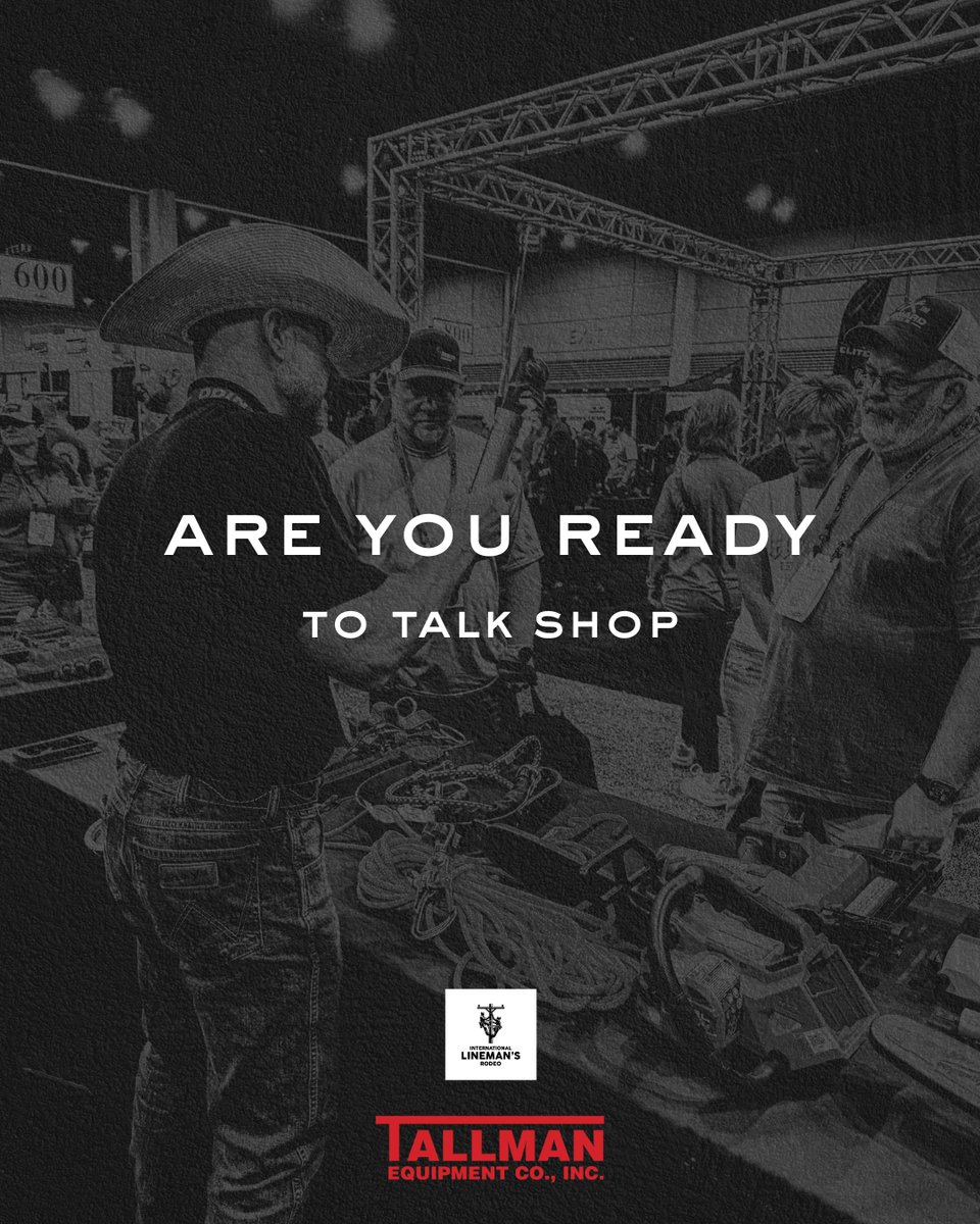 TallmanEquip's tweet photo. The International Lineman’s Rodeo is almost here, and the Tallman crew is ready for another great week with the people who make this industry what it is.
See you in KC. 🤘⚡
#linemansrodeokc #Linework #TallmanEquipment #booth540 https://t.co/1k8PJjR2qE