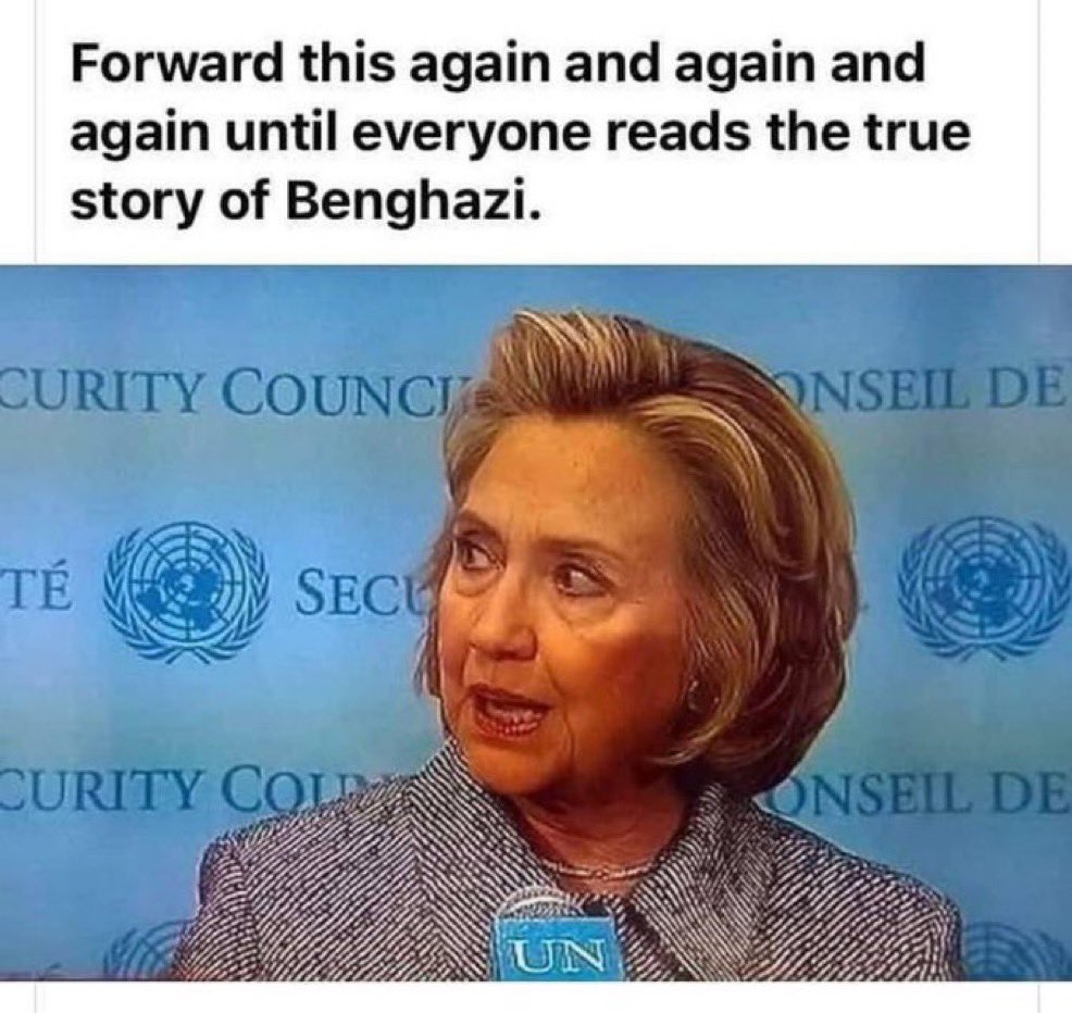 realJohnJohnJr's tweet photo. So here's the REAL story: 

Ambassador Stevens was sent to Benghazi to secretly retrieve US made Stinger Missiles that the State Dept had supplied to Ansar al Sharia in Libya WITHOUT Congressional oversight or permission.

Sec State Hillary Clinton had brokered the Libya deal through Ambassador Stevens and a Private Arms Dealer named Marc Turi, but some of the shoulder fired Stinger Missiles ended up in Afghanistan where they were used against our own military. On July 25th, 2012, a US Chinook helicopter was downed by one of them. Not destroyed only because the idiot Taliban didn't arm the missile. The helicopter didn't explode, but it had to land and an ordnance team recovered the missile’s serial number which led back to a cache of Stinger Missiles kept in
Qatar by the CIA.

Obama and Hillary were in full panic mode, so Ambassador Stevens was sent to Benghazi to retrieve the rest of the Stinger Missiles. This was a "do-or-die" mission, which explains the Stand Down Orders given to multiple rescue teams during the siege of the US Embassy.

It was the State Dept, NOT the CIA, that supplied the Stinger Missiles to our sworn enemies because Gen. Petraeus at CIA would not approve supplying the deadly missiles due to their potential use against commercial aircraft. So then, Obama threw Gen. Petraeus under the bus when he refused to testify in support of Obama’s phony claim of a “spontaneous uprising caused by a YouTube video that insulted Muslims.”
Obama and Hillary committed TREASON!

THIS is what the investigation is all about, WHY she had a Private Server, (in order to delete the digital evidence), and WHY Obama, two weeks after the attack, told the UN that the attack was the result of the YouTube video, even though everyone KNEW it was not.

Furthermore, the Taliban knew that the administration had aided and abetted the enemy WITHOUT Congressional oversight or permission, so they began pressuring (blackmailing) the Obama Administration to release five Taliban generals being held at Guantanamo.

Bowe Bergdahl was just a useful pawn used to cover the release of the Taliban generals. Everyone knew Bergdahl was a traitor but Obama used Bergdahl’s exchange for the five Taliban generals to cover that Obama was being coerced by the Taliban about the unauthorized Stinger Missile deal.

So we have a traitor as POTUS that is not only corrupt, but compromised, as well and a Sec of State that is a serial liar, who perjured herself multiple times at the Congressional Hearings on Benghazi. Perhaps this is why no military aircraft were called upon for help in Benghazi: because the administration knew that our enemies had Stinger Missiles that, if used to down those planes, would likely be traced back to the CIA cache in Qatar and then to the State Dept’s illegitimate arms deal in Libya.

Forward this again and again and again until everyone reads the true story of Benghazi.