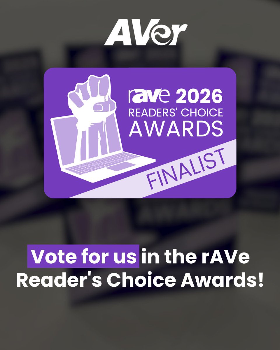 AVerInformation's tweet photo. We’re excited to share that AVer has been nominated in TWO categories for the 2026 rAVe Readers’ Choice Awards!

🏆 Favorite Video Bar: AVer VB150
🏆 Favorite PTZ Camera: AVer TR615

Please cast your vote: https://t.co/fqe5lmDtiy

#CONNECTBETTER #AVTweeps https://t.co/MOXfTcbzKJ