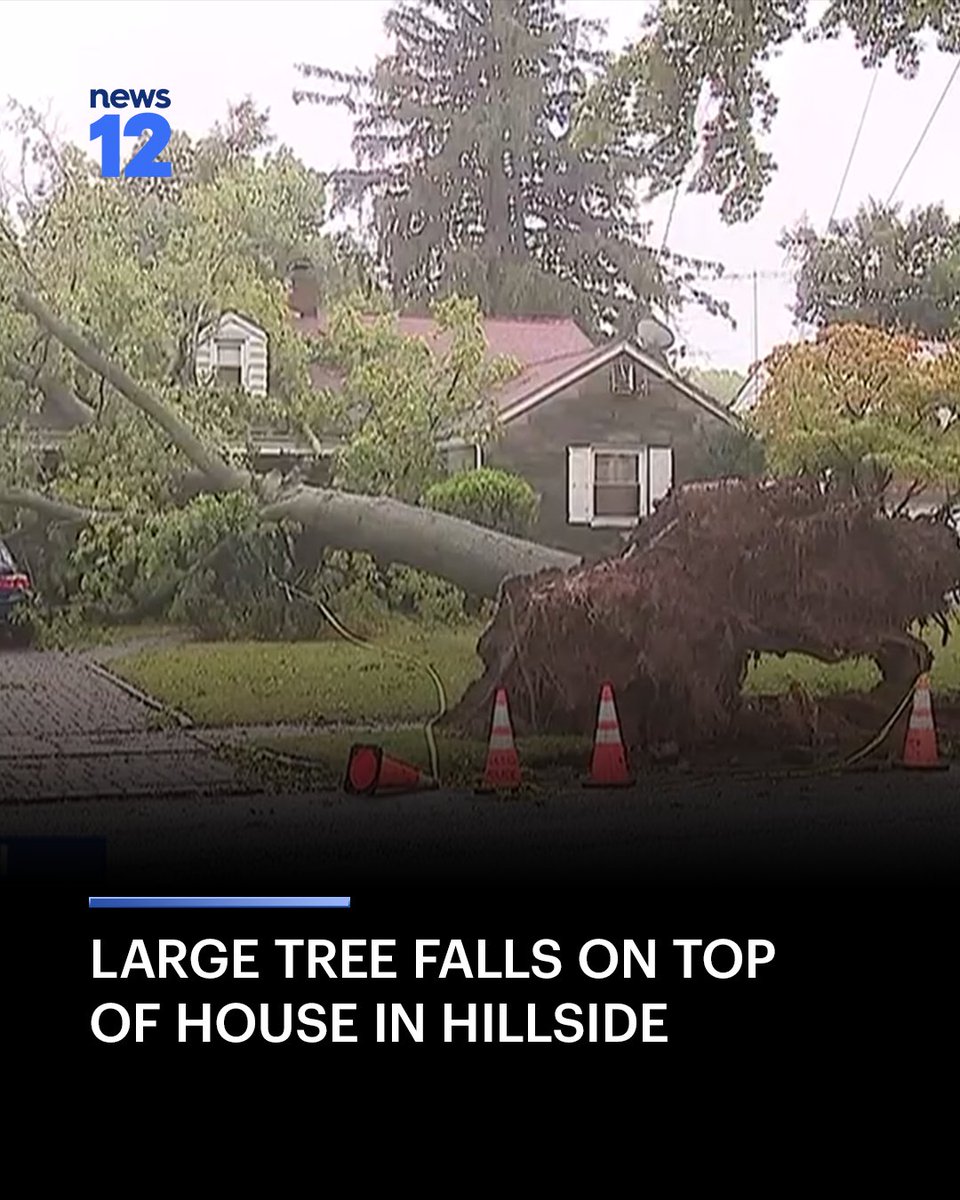 News12NJ's tweet photo. STORM AFTERMATH: A husband, wife and son were inside the home when the tree came down. No injuries were reported. - https://t.co/uTUPtpRm9D
#Hillside #NewJersey https://t.co/kyR3Q9wCDz