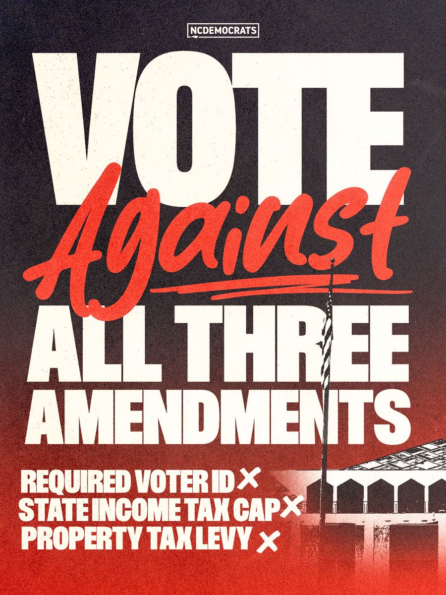 NCDemParty's tweet photo. If their biggest donors call it a win, it wasnβt built to help you. Three amendments are on your ballot dressed up as relief, protection, and security. Vote AGAINST them all. https://t.co/olevyCkefO