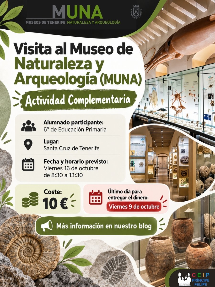 CEIP_PrinFelipe's tweet photo. VISITA AL MUSEO DE NATURALEZA Y ARQUEOLOGÍA (MUNA) – 6º PRIMARIA
https://t.co/W8AJP0Dhu3 https://t.co/QFipPN1Fdt