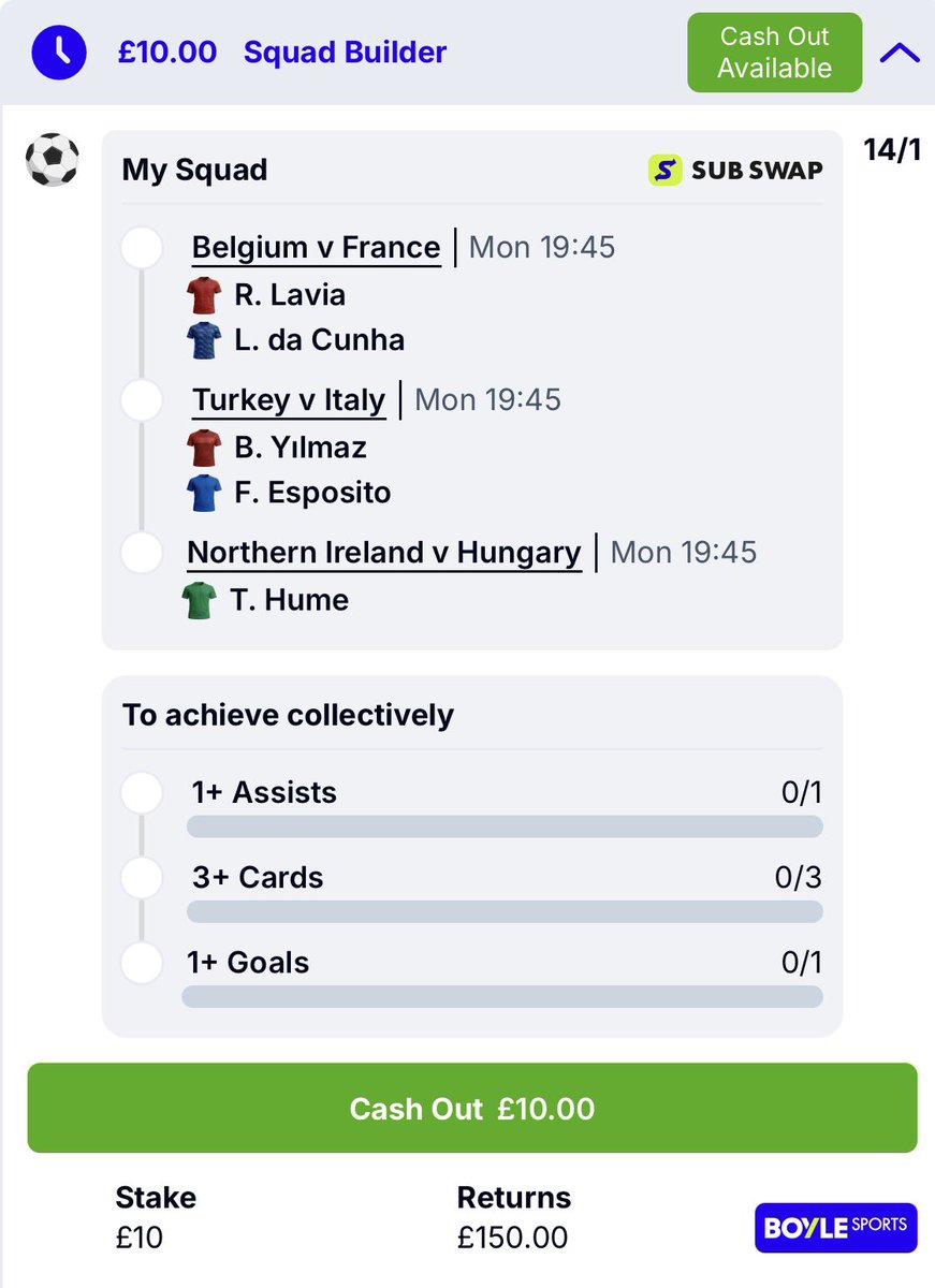 A6788C's tweet photo. BOYLES SQUAD BUILDER 👷

Wanted better odds but some room for error here…

5 Players who like a card mixed with a couple of forwards good for an assist/goal 🤝

Bet £10 Get £40 FREE as well
👇

https://t.co/RlwU52G6ew

18+ https://t.co/LhQ6UZTD3D https://t.co/B30Ioh4X4C