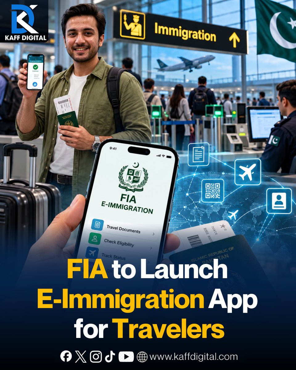 KaffDigital's tweet photo. The Federal Investigation Agency, Pakistan - FIA (FIA) is set to introduce an E-immigration app aimed at digitising Pakistan’s immigration process and making international travel more convenient.
#KaffDigital #FIA #EImmigration #Pakistan #InternationalTravel https://t.co/uiQLmcoytv