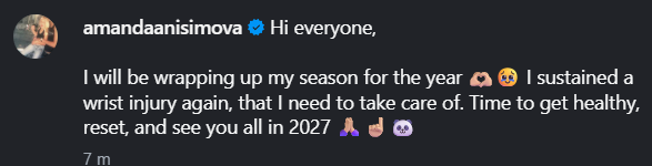 queenanisimova's tweet photo. Obviously sad, but still really excited for the future and I'm certain she'll be on the up again in no time. https://t.co/uJcmPfHoCb