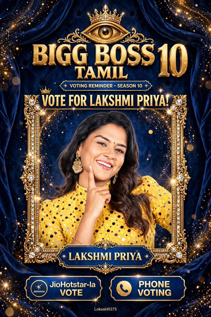 LokeshR375's tweet photo. Vote for #Lakshmipriya 💙

#BiggBossTamil #BiggBossTamil10 #BiggBoss10 #BiggBossSeason10 https://t.co/kFEqY9t4DG