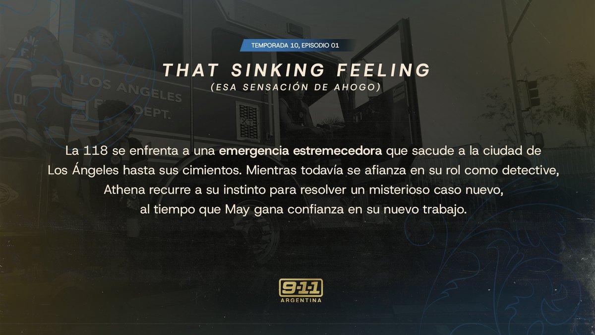 911Argentina_'s tweet photo. 🚨 | SINÓPSIS DEL EPISODIO 01, TEMPORADA 10:  "That Sinking Feeling" (Esa Sensación De Ahogo)

Disponible el 15 de octubre en ABC https://t.co/m8PURqj8GO