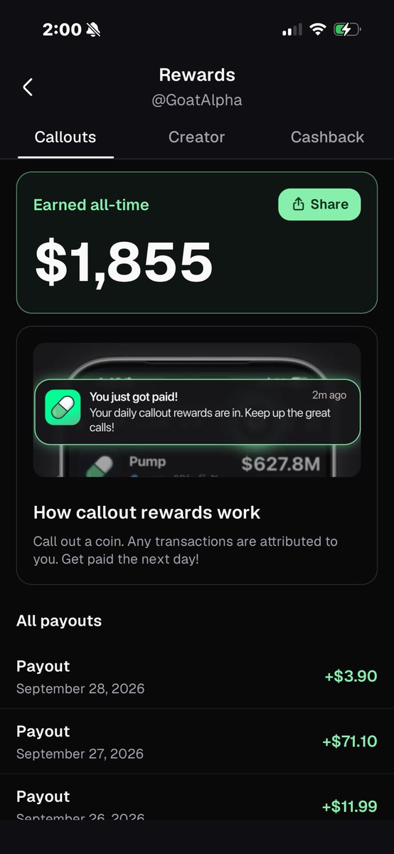 GoatAlphaCalls's tweet photo. Went from 50 calls a day to 10 calls a day and this happened with better average. Quality over quantity? I don’t think so. @Pumpfun from $200 a day to $3.90 https://t.co/q4CROxtEoK