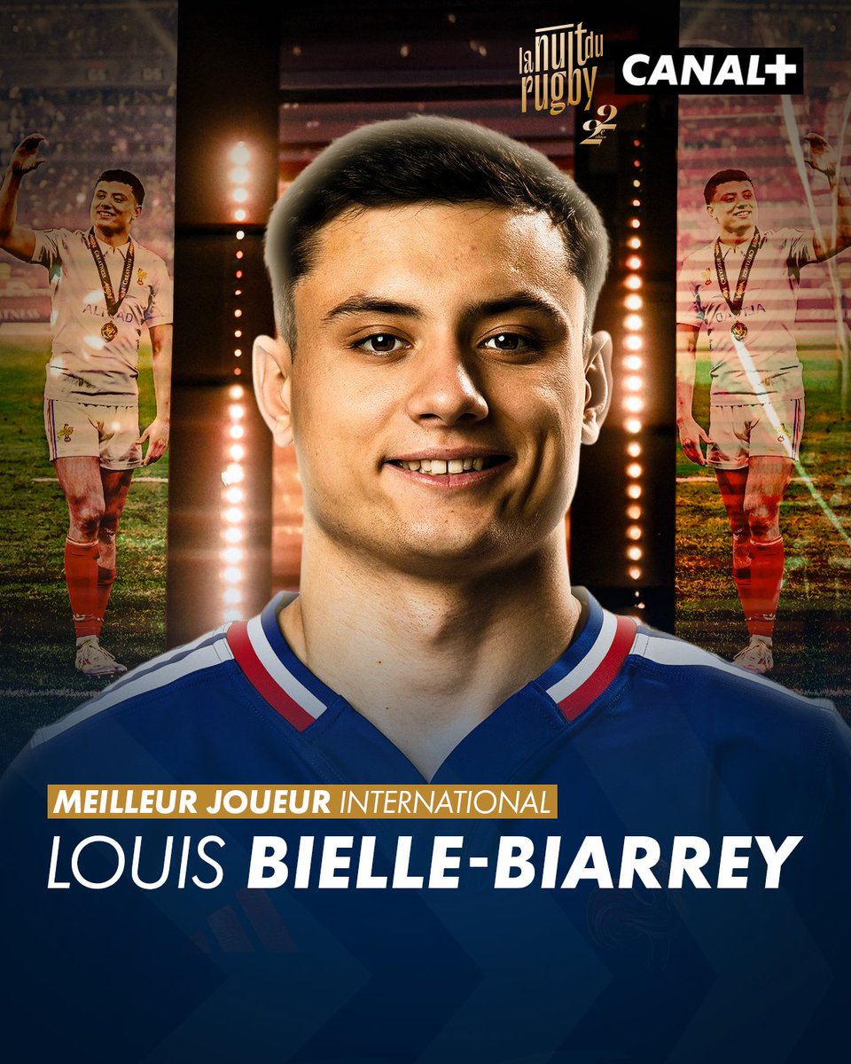 CanalplusRugby's tweet photo. LBB MEILLEUR JOUEUR INTERNATIONAL DE LA SAISON 🇫🇷

L'ailier de l'@UBBrugby et de @FranceRugby a battu le record d'essais sur une édition du VI Nations 🤩

#XVdeFrance #NuitduRugby https://t.co/cipduQVxiS