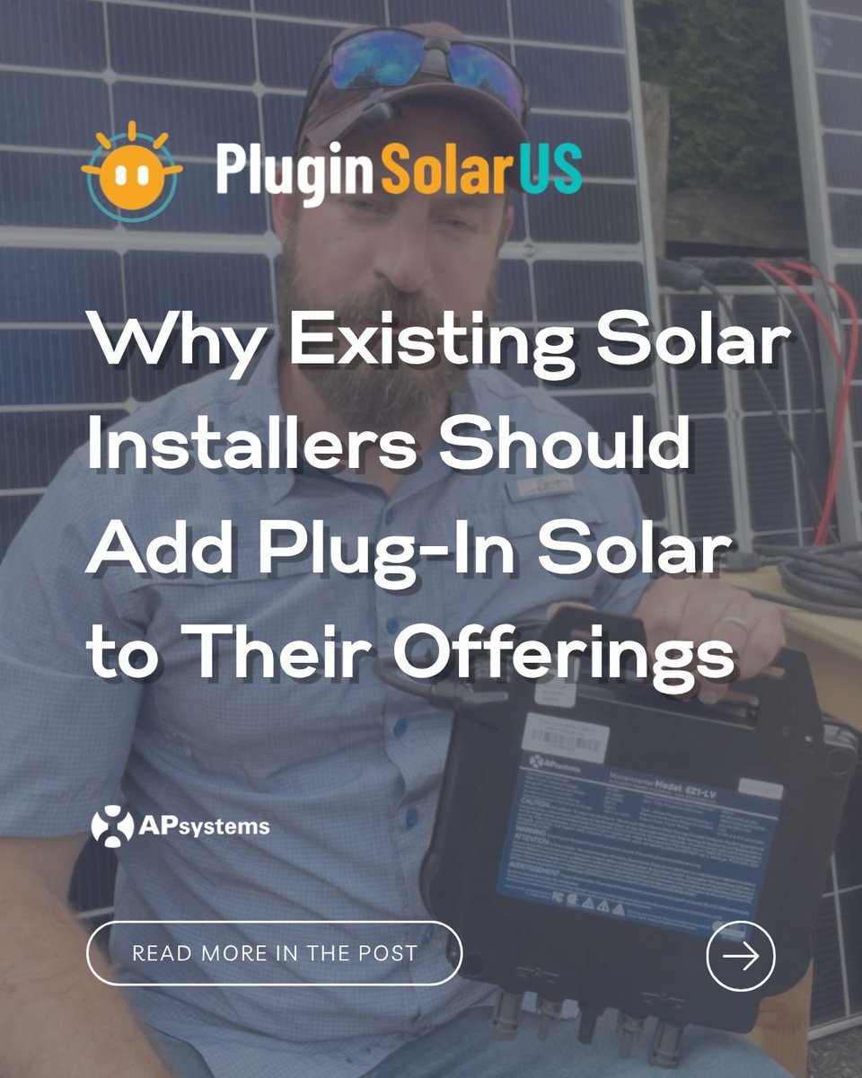 APsystemsSolar's tweet photo. A new PlugInSolarUS article explores why solar installers should consider adding plug-in solar to their offerings, including the opportunity to serve an estimated 44 million renters alongside apartment dwellers, homeowners and customers.
 
https://t.co/BJsS3uctZ8 https://t.co/MGuFK8iYJi