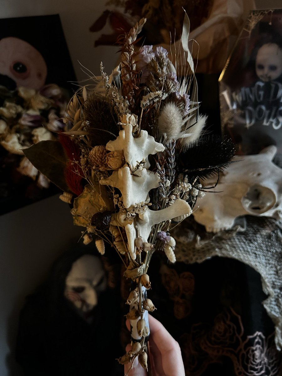hell_razorrr's tweet photo. Dried flowers &amp; sheep spine bouquet https://t.co/5xnQzgJVIk
