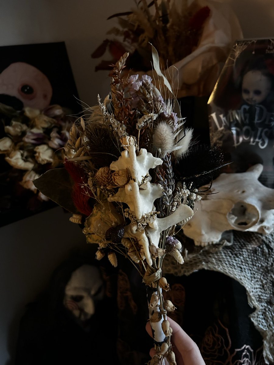 hell_razorrr's tweet photo. Dried flowers &amp; sheep spine bouquet https://t.co/5xnQzgJVIk