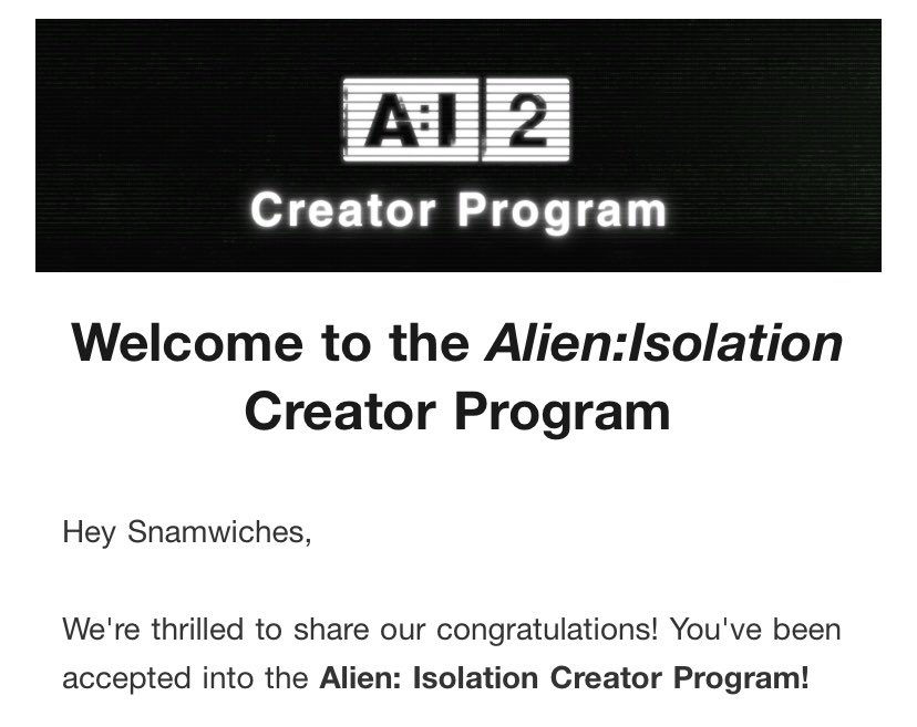 Snamwiches's tweet photo. They’re gonna make me permadeath Alien Isolation 2 as well aren’t they? (very honored) https://t.co/im2WUCRRkg