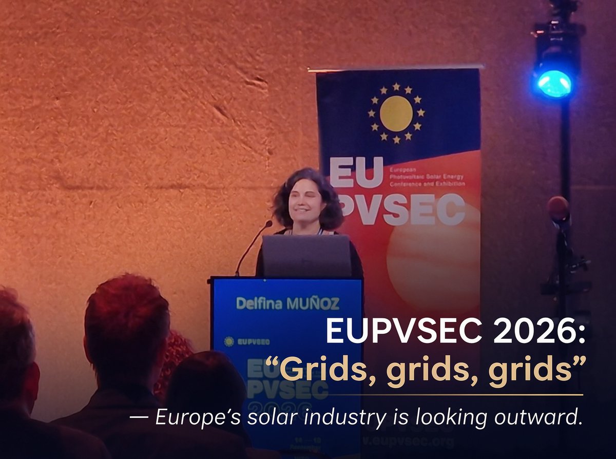 SNECPVPOWEREX's tweet photo. Now in its 43rd year, the European Photovoltaic Solar Energy Conference opened this week in Rotterdam. The message from day one: solar's biggest challenges are no longer about cells — they're about connections.

⚡ The grid is the bottleneck:

🔹 The Netherlands has Europe's highest per-capita PV capacity — and with it, growing congestion and curtailment
🔹 TU Delft's Peter Palensky: the market alone isn't solving grid congestion fast enough
🔹 His warning: "Every billion not invested in grids adds up to €10 billion in lost investment"

🤝 Interfaces everywhere:

Becquerel Prize winner Delfina Muñoz (CEA Liten) described solar's many "interfaces" — between cell layers, and between industries — as the place "where competition stops and collaboration begins."

Key interfaces under discussion:
▪️ Solar + grid
▪️ Solar + agriculture
▪️ Solar + built environment
▪️ Solar + recycling & waste
▪️ Solar + public trust

🤖 AI has landed:

Sessions dedicated to AI in PV operations — from analyzing inverter data to spot faults, to identifying individual modules in drone imagery. The flip side: the infrastructure needed to power AI, and solar's role in it.

💡 SNEC's Insights:

▪️ The conversation has shifted — from module efficiency to system integration. That's a sign of a maturing industry.
▪️ Grid investment is the decisive variable — underinvest, and you lose 10x that in wasted clean energy investment.
▪️ Solar's future is cross-sector — agriculture, buildings, recycling, AI. The winners will be those who manage these interfaces well.
▪️ Bottom line: solar no longer stands alone. Its success now depends on collaboration beyond its own industry.

👇 Is grid investment the biggest barrier to Europe's solar ambitions?

📖 Source: pv magazine
Read the full article: 
https://t.co/lSrZkF2CK7

#Solar #EUPVSEC #Grid #EnergyStorage #Renewables #CleanEnergy #EnergyTransition #SolarPower #AI #Sustainability #NetZero #Europe #SNEC