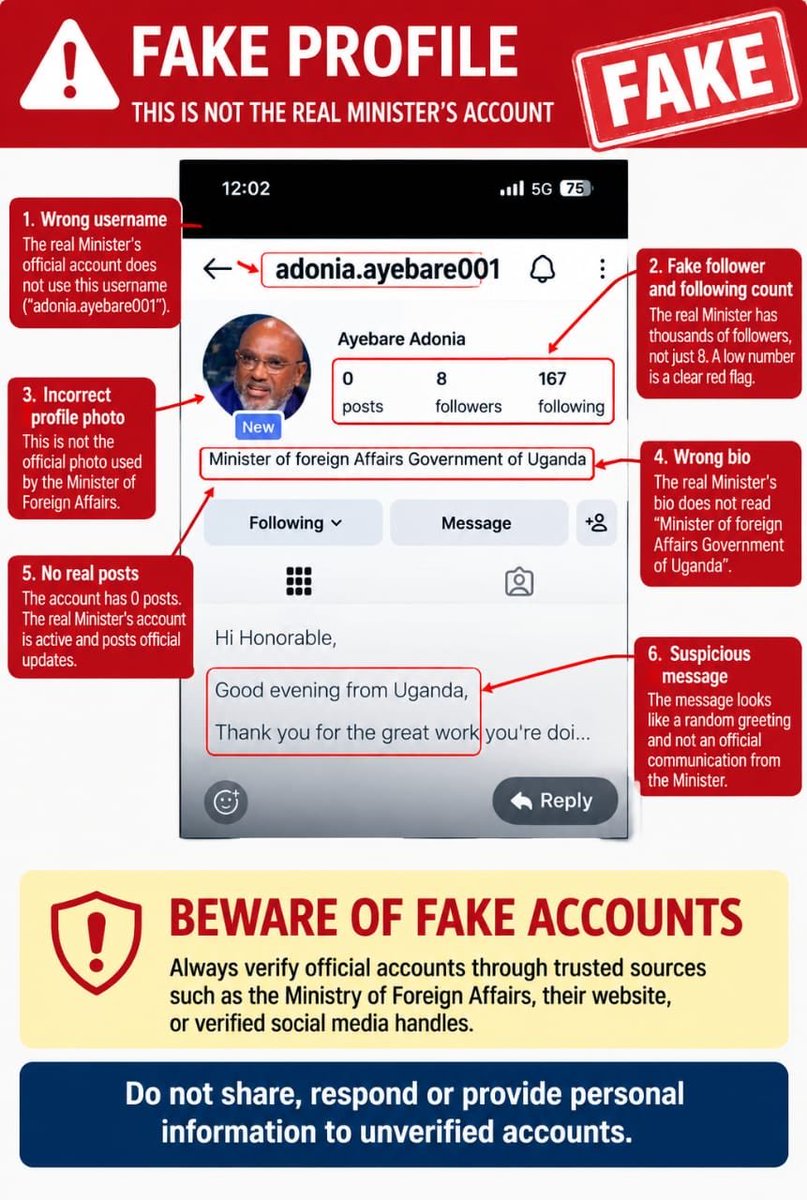 AyebareZubail's tweet photo. Be aware of Someone impersonating. Hon.Minister Adonia Ayebare. https://t.co/hJoHgan0HW