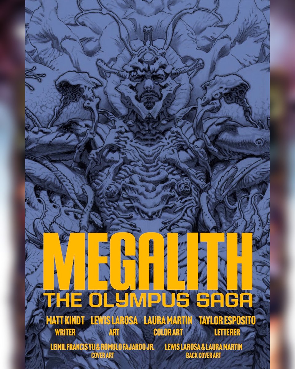badideahello's tweet photo. OLYMPUS SAGA: MEGALITH, BAD IDEA's massive sci-fi epic is coming to store's this November in a brand-new Deluxe Edition Hardcover.
 
 And today is the LAST DAY to place your pre-order!

Standing tall at 272-pages, this massive, oversized tome collects every chapter of the OLYMPUS SAGA released in stores!
From New York Times best-selling writer Matt Kindt (BRZRKR, THE HERO TRADE) and master illustrator Lewis LaRosa (PUNISHER MAX, BLOODSHOT) comes an explosive cosmic odyssey of unparalleled scope and artistry -- now in deluxe hardcover format filled to the brim with extras!

Contact your local comic shop by TODAY's Final Order Cutoff to pre-order your copy of the OLYMPUS SAGA: MEGALITH Deluxe Hardcover! MORE: https://t.co/eLuHRgVEkJ