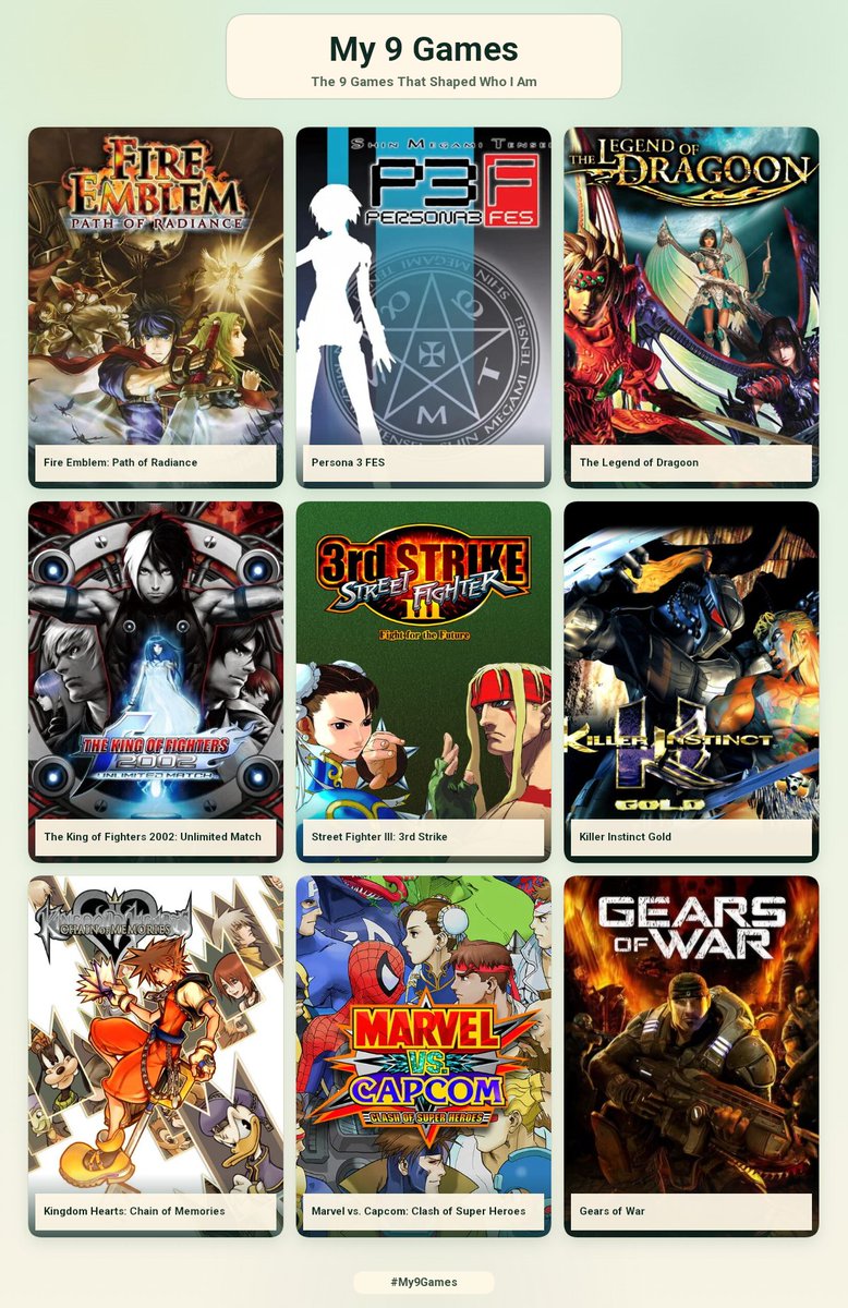 NaRaJi25's tweet photo. The 9 games that made me, shout out to my uncle because of him 6 of these i was introduced too https://t.co/s9cPD6rhFS