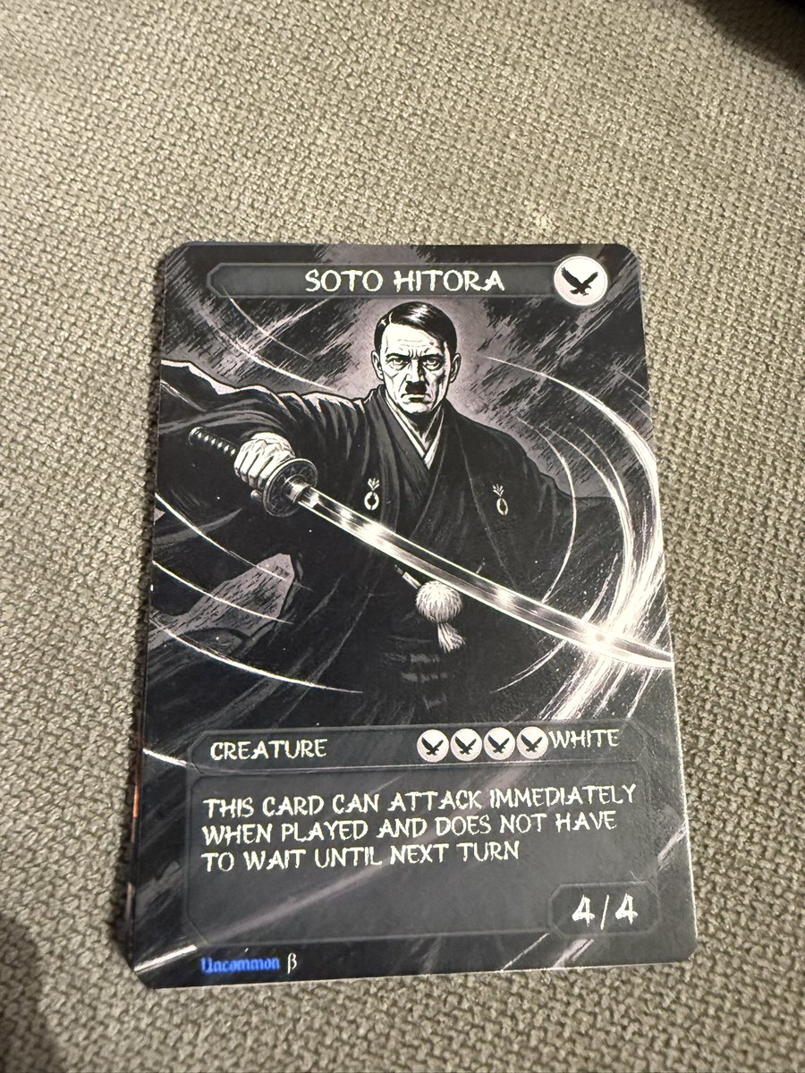 ihangniggers88's tweet photo. Can’t believe I pulled the B/W Samurai Hitler test print. Kudos to @FinalSolutionTC for creating a based product unlike that kikè Andrew from Tribal order. https://t.co/MhgBvWHZCt