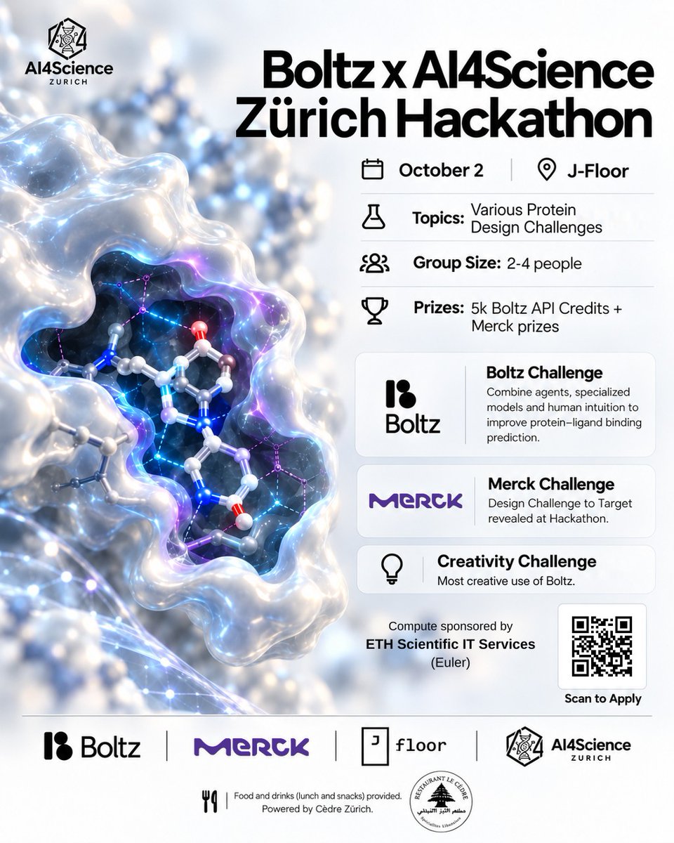 GabriCorso's tweet photo. Looking forward to this hackathon on Friday in Zurich co-organized with AI4Science Zurich and @merckgroup! I'll be around helping and brainstorming with teams, I'm excited to hear a lot of cool ideas!

Sign up! https://t.co/6ogWObZSTu https://t.co/4UFFKZ5iu9