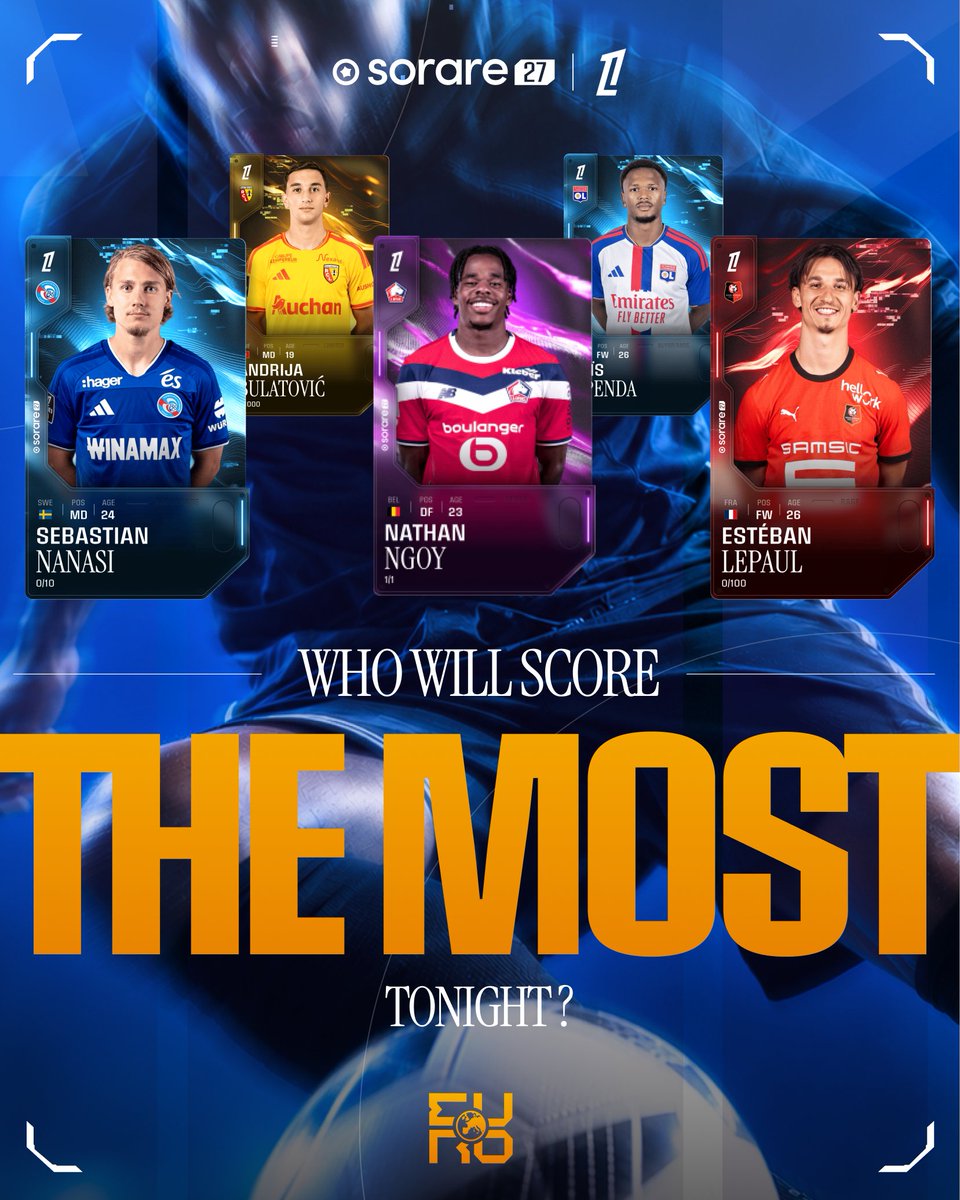 Sorare's tweet photo. Who scores the most points tonight? 💯

Drop your pick + RT + Sorare ID 👇

💎 5 x 10 Gems https://t.co/fRwuNntlbN