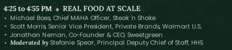 jsidman's tweet photo. Sweetgreen is participating in a MAHA Summit 👀 https://t.co/bn1BDA8ArI