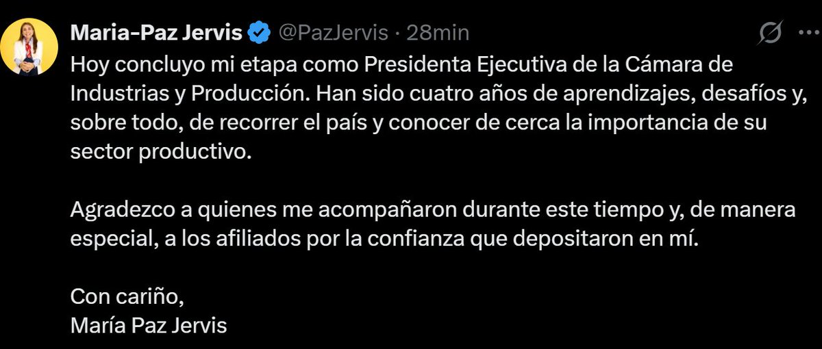 lahistoriaec's tweet photo. Invitada para que se vaya. La Presidenta Ejecutiva de la Cámara de Industrias @PazJervis, está fuera de su cargo días después de su discurso crítico con el gobierno durante la sesión de aniversario del gremio, que confirmó la renuncia, pero no dio detalles del trasfondo. Jervis estuvo 4 años y se va con cariño.