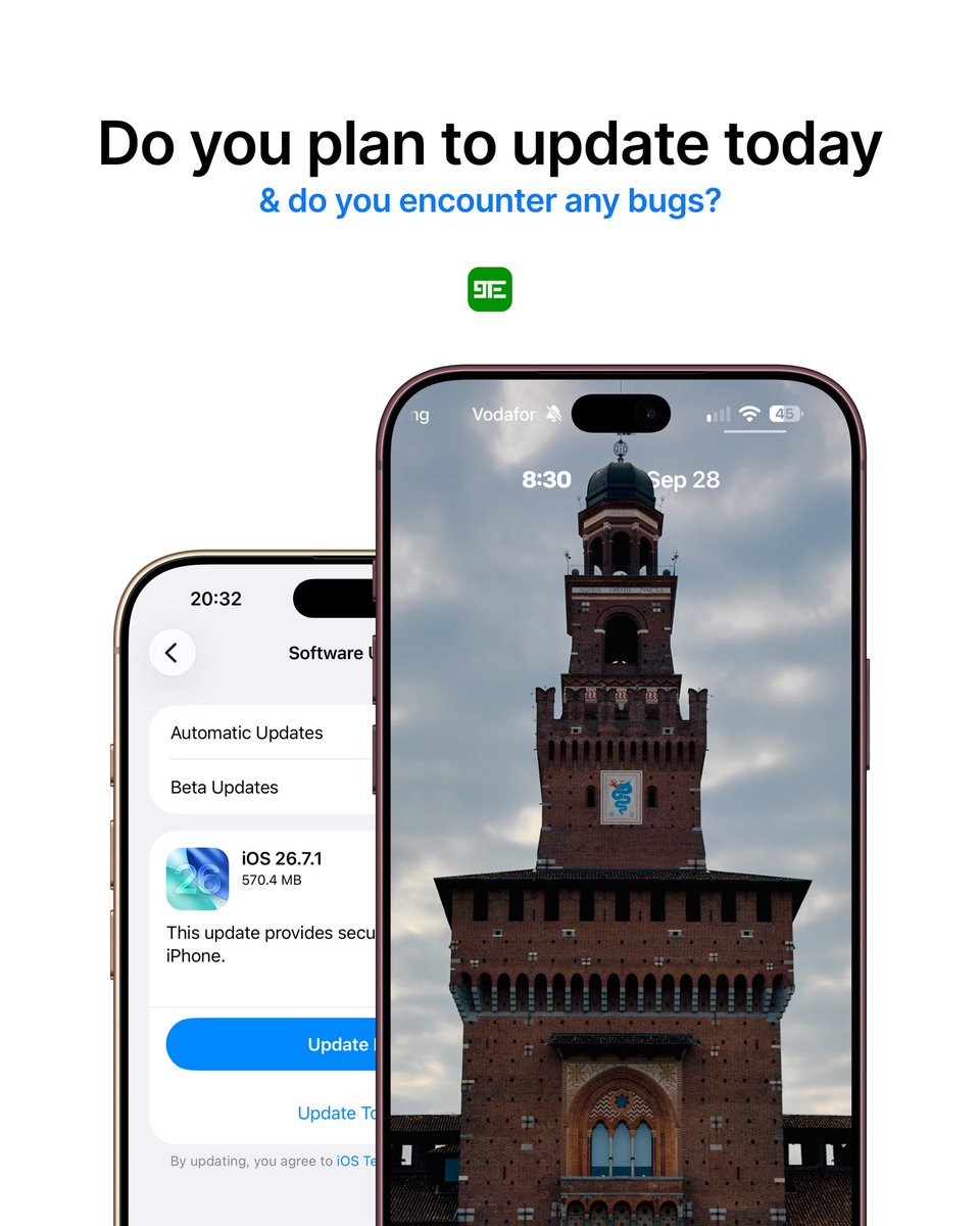 9techeleven's tweet photo. Do you encounter any issues with your  device?
Do you plan to update today? https://t.co/5tBUoTcADT