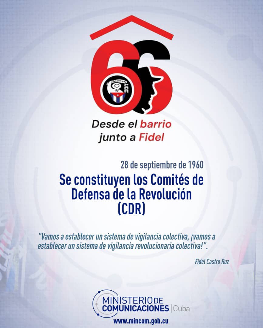 MayraArevich's tweet photo. 66 años junto a los #CDR. La comunicación también es trinchera.
Desde el Sistema de Comunicaciones seguimos fortaleciendo las redes para que cada cederista defienda la verdad y la Revolución. ¡Felicidades! 🇨🇺📡 #CDR66 https://t.co/Px0tUskWZI