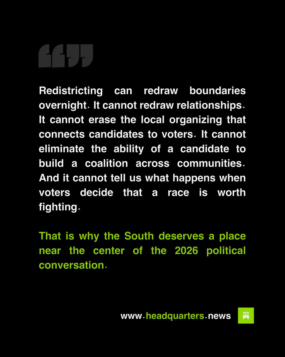 MarkusforDC's tweet photo. Despite Trump’s best efforts to rig and redraw his way to a midterm victory, bold Southern progressives are keeping Republicans on their toes in terrain once thought impossible.

My latest Field Office report for @HQNewsNow: https://t.co/Dgxs3HnqS0