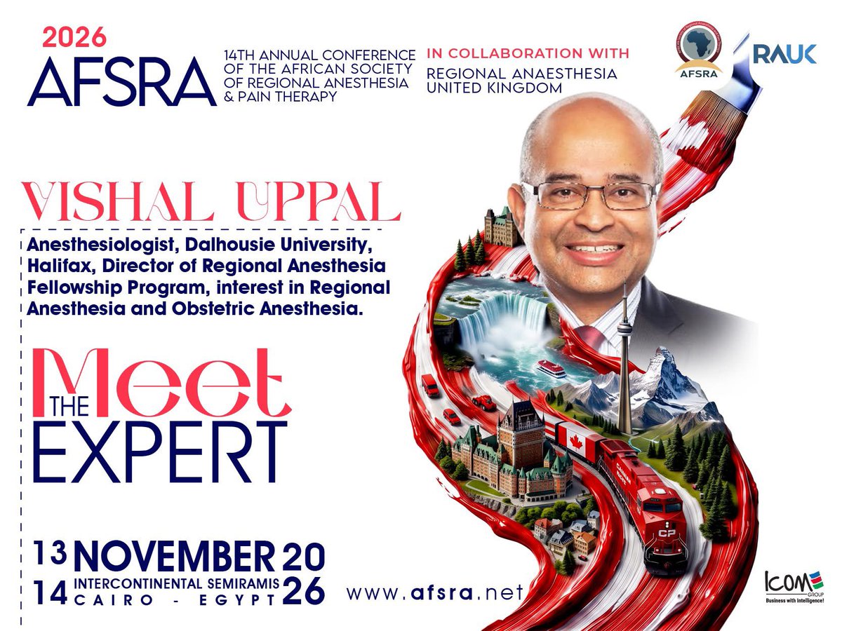AFSRA10's tweet photo. A global expert joins the stage at #AFSRA2026 ✨with @RegionalAnaesUK 
We are delighted to announce the participation of Prof. @Ropivacaine  bringing outstanding experience and international insight to this year’s conference.
An event where science, innovation, and expertise meet.

Abstract Submission Link: https://t.co/lHGL5G1hXr
Physical Registration: https://t.co/iMpVCJejSv
Virtual Registration: https://t.co/jKhRk4ar1q
Pre-Congress Fluoroscopy-Guided Pain Workshop: https://t.co/MAF0escm9X
Website: https://t.co/NACgwA0oNE

📅13-14 Nov 2026
👉 InterContinental Semiramis Cairo, Egypt